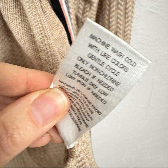 Daniel Rainn DR2 Tan Cable Knit Duster Cardigan Sweater Womens M Long Line Fall - Picture 9 of 10